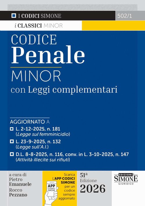 Codice Penale Minor. Leggi complementari