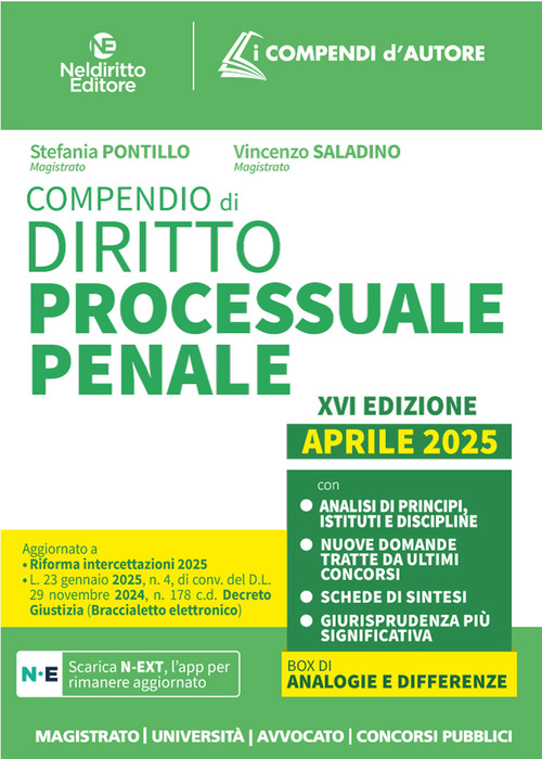 Compendio di procedura penale. Aprile 2025