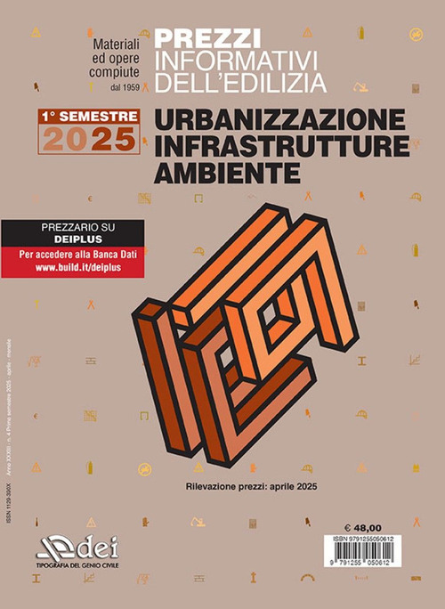 Prezzi informativi dell'edilizia. Urbanizzazione infrastrutture ambiente. 1° semestre 2025. Materiali e opere compiute. Rilevazione prezzi aprile 2025